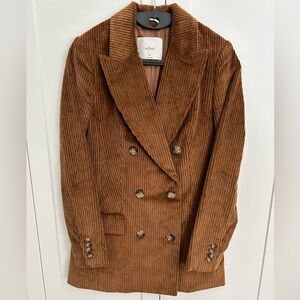 Aritzia Wilfred Double Breasted Corduroy Camel Blazer Size 00 brand new!